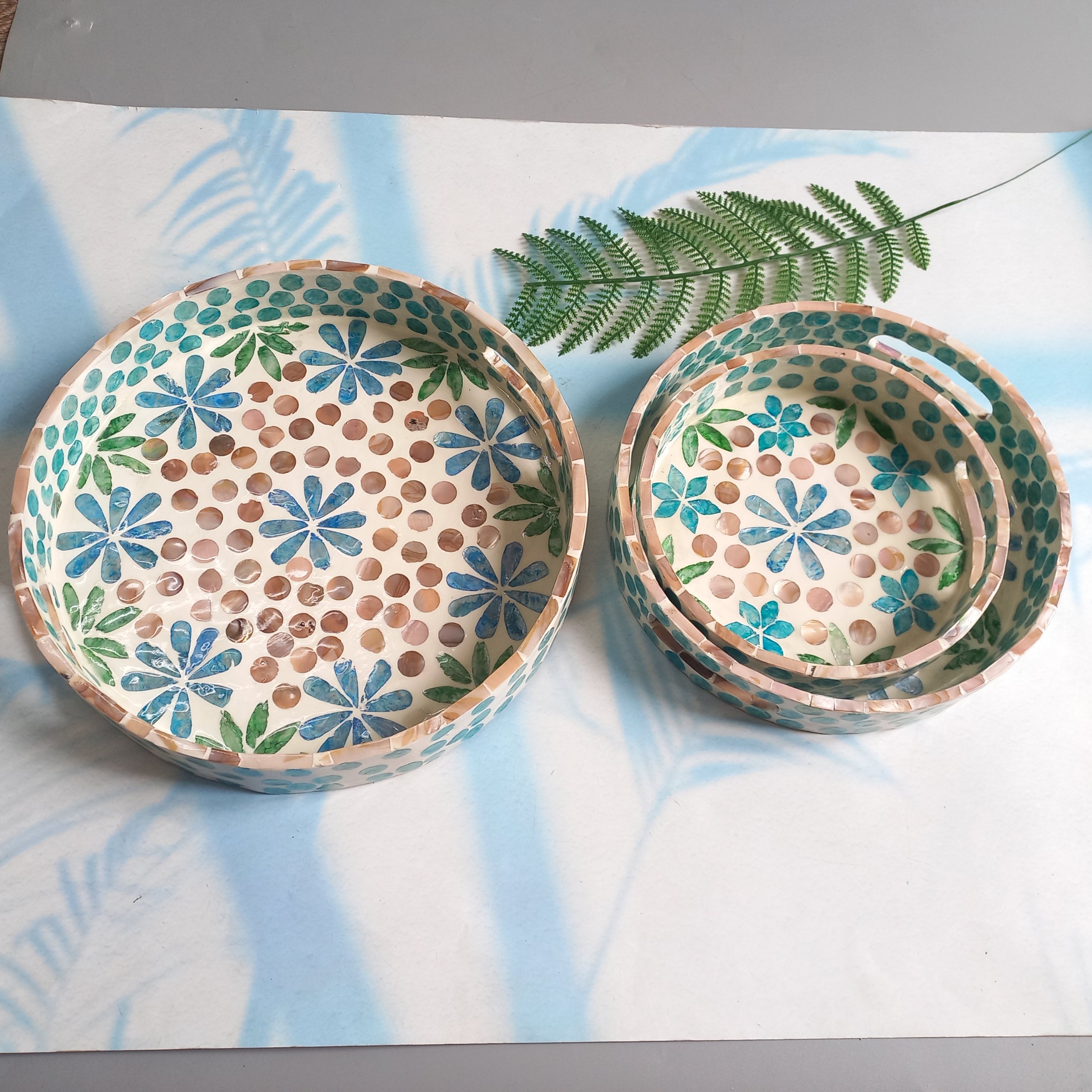 Khay Tròn Sơn Mài Khảm Trai Sang Trọng, Khay Đựng Đồ Dùng Mĩ Phẩm, Đồ Ăn Nhanh, Decor Chụp Ảnh