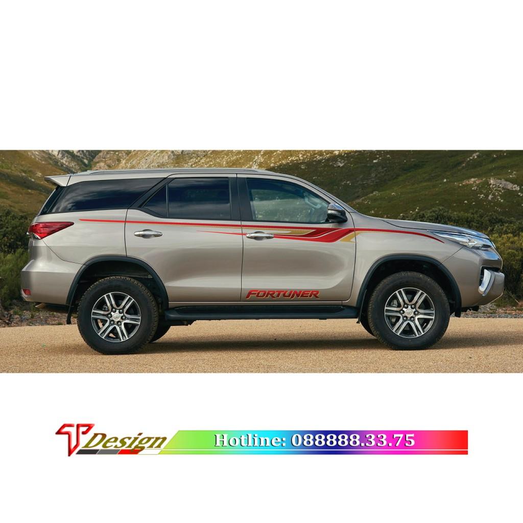 Bộ decal cho xe Fortuner, tem dán sườn cho xe SUV, tem thiết kế độc lạ WRAP 82, KT 343x15cm