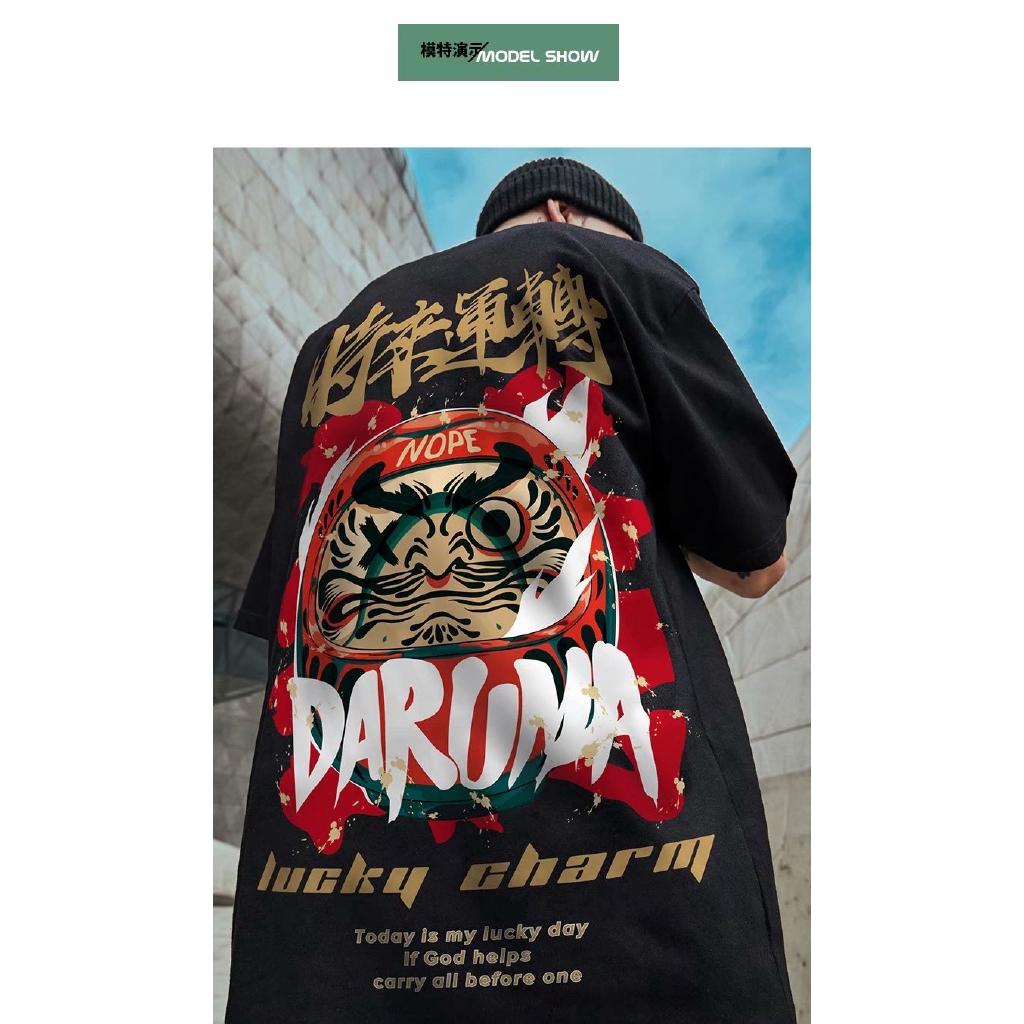 Áo thun tay ngắn form rộng chất cotton phong cách Harajuku năng động cho nam