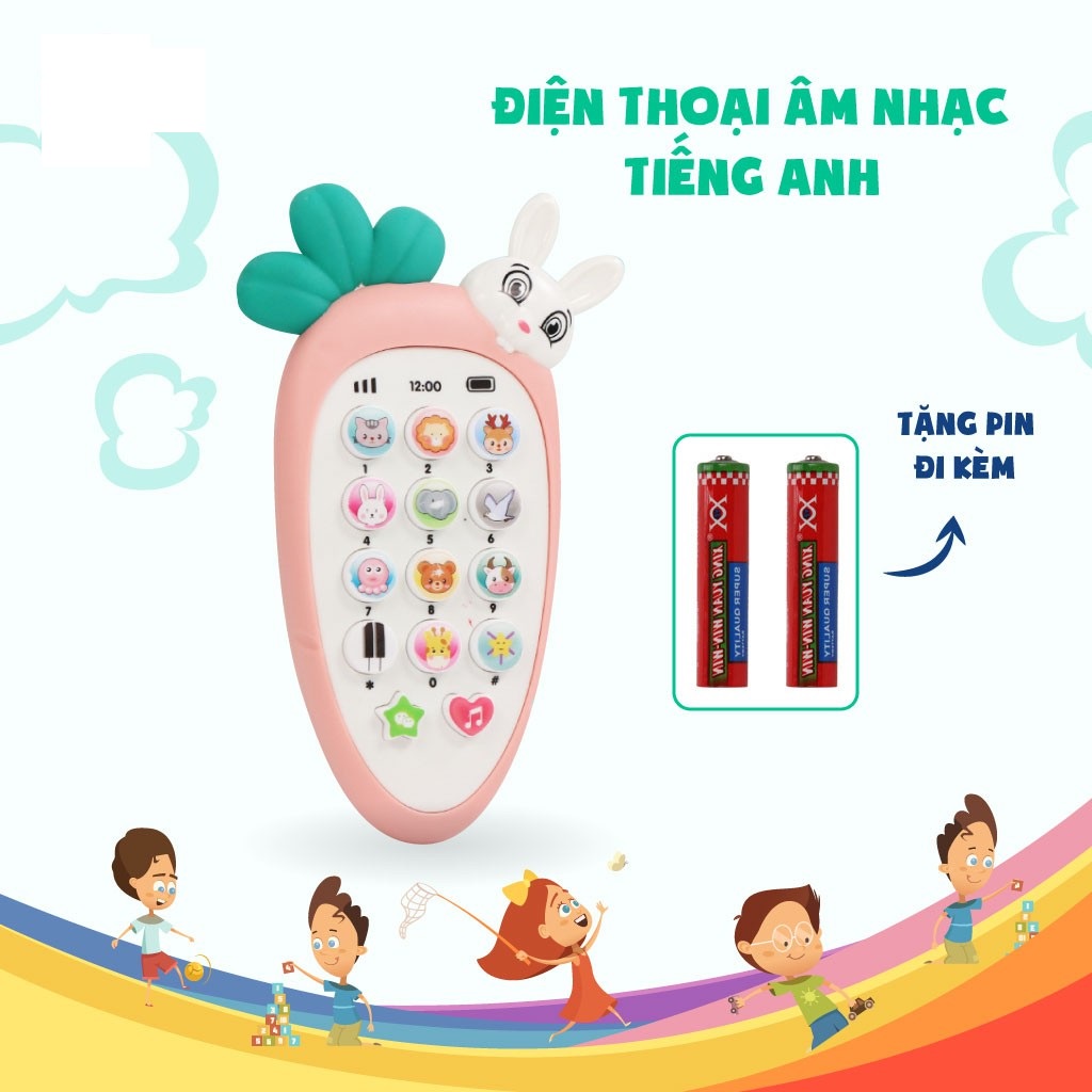 Đồ Chơi Điện Thoại Thông Minh Có Đèn Phát Nhạc, Tiếng Động Vật. Điện thoại thỏ cho bé - Hàng chính hãng