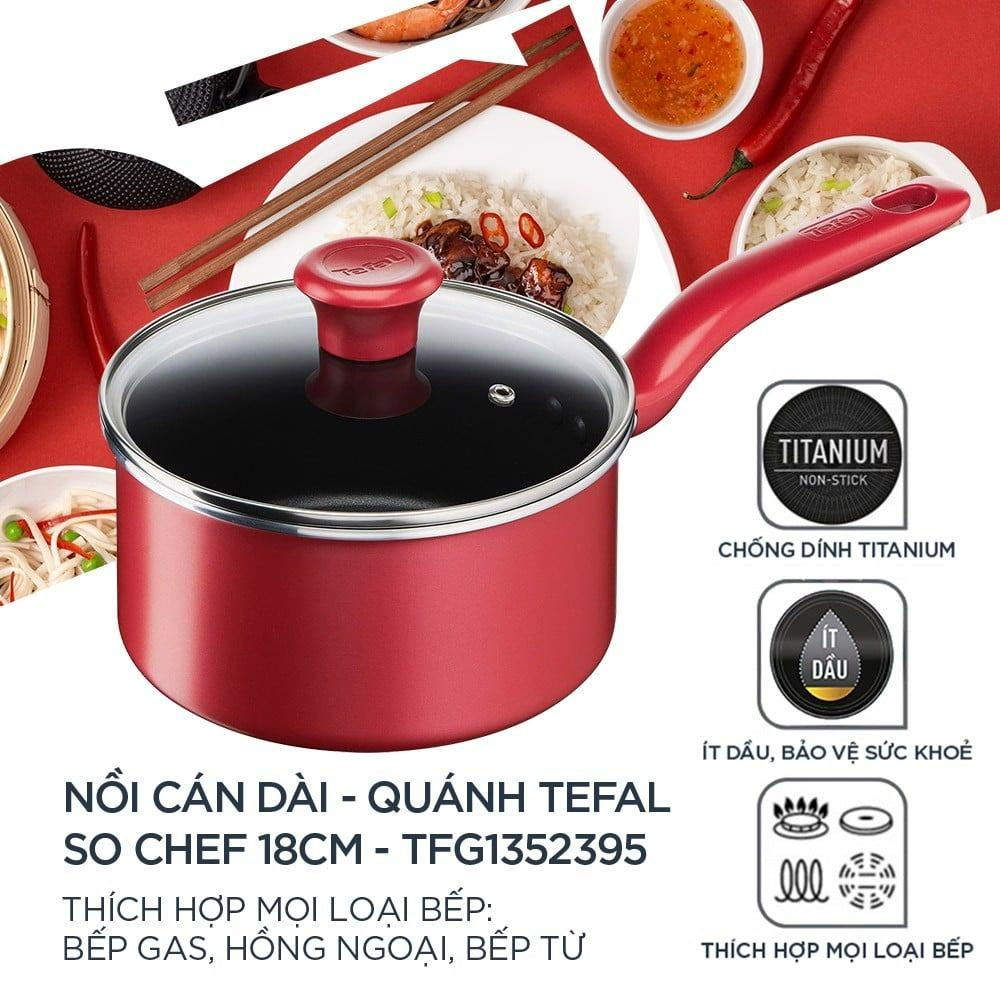 Quánh Chống Dính Tefal So Chef, Đường Kính 18cm, Phong Cách Hiện Đại, Phù Hợp Với Mọi Loại Bếp, Nhập Khẩu Đức, Hàng Chính Hãng