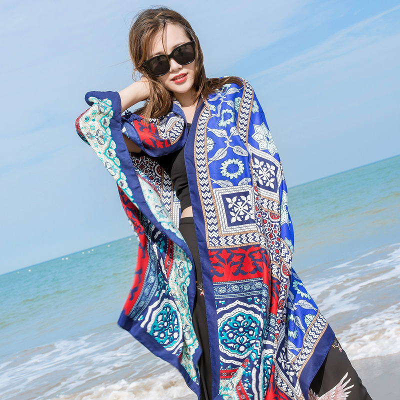 Khăn Choàng Quàng Cổ Boho Họa Tiết Tế Bào Thổ Cẩm - Chất Liệu Cotton - Size:90x180cm - Mã KC002