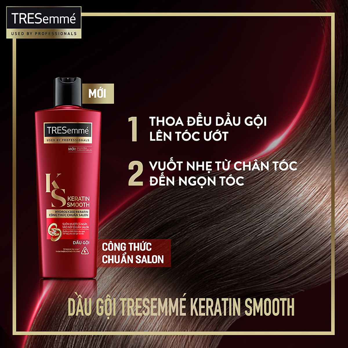 Dầu Gội Tresemmé Keratin Smooth Tinh Dầu Argan Và Keratin Vào Nếp Suôn Mượt (640g)