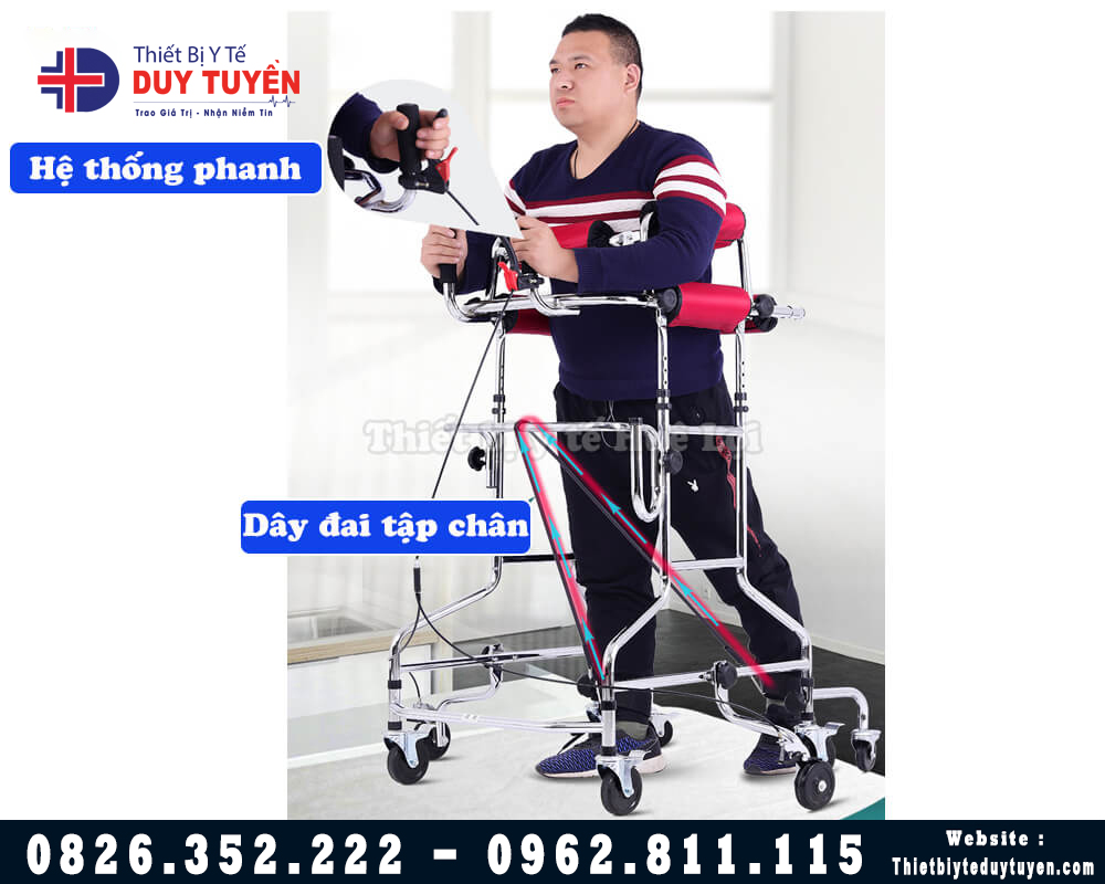 Khung Tập Đi Cho Người Tai Biến 8 Bánh Xe Có Phanh Tay An Toàn - Inox Tải Trọng 200Kg