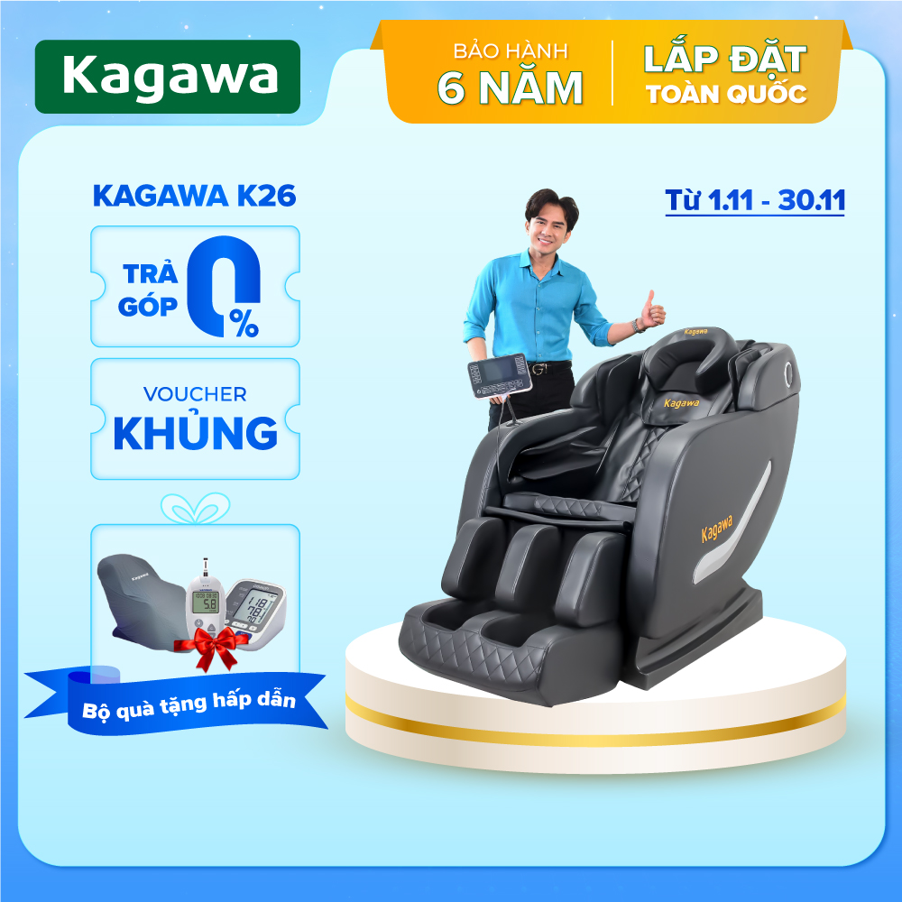 Ghế massage toàn thân KAGAWA K26 công nghệ mát xa túi khí mát xa nhiệt hồng ngoại tân tiến