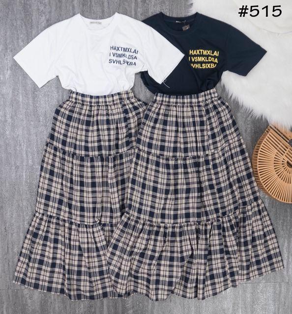 Set váy caro áo thun