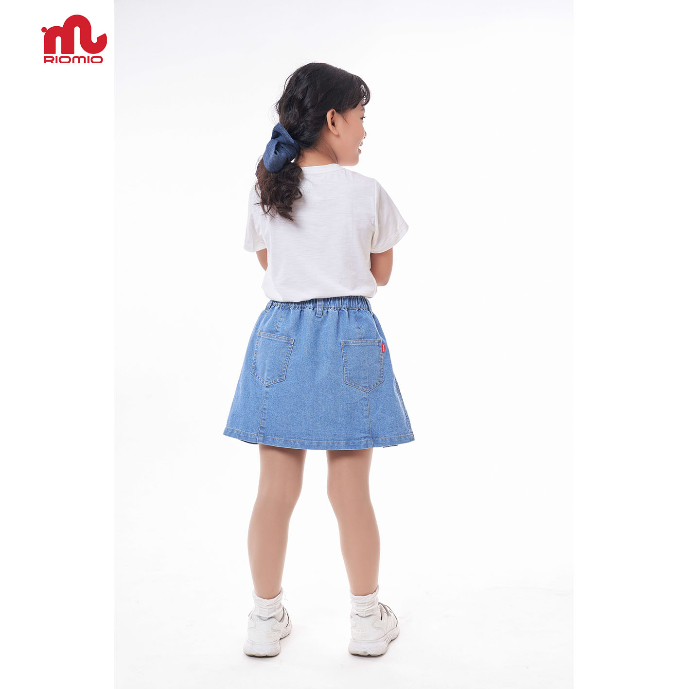 Chân váy jean xếp ly cho bé gái 5-11 tuổi (18-40kg) dáng xòe RIOMIO đi học đi chơi 100% cotton USA - RO223
