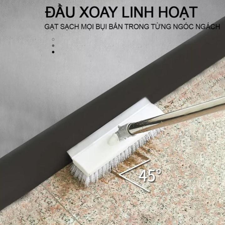 Cây chà sàn nhà tắm, nhà vệ sinh cán dài Pulito chổi gạt nước 2 đầu xoay 180 độ dễ dàng điều chỉnh độ dài