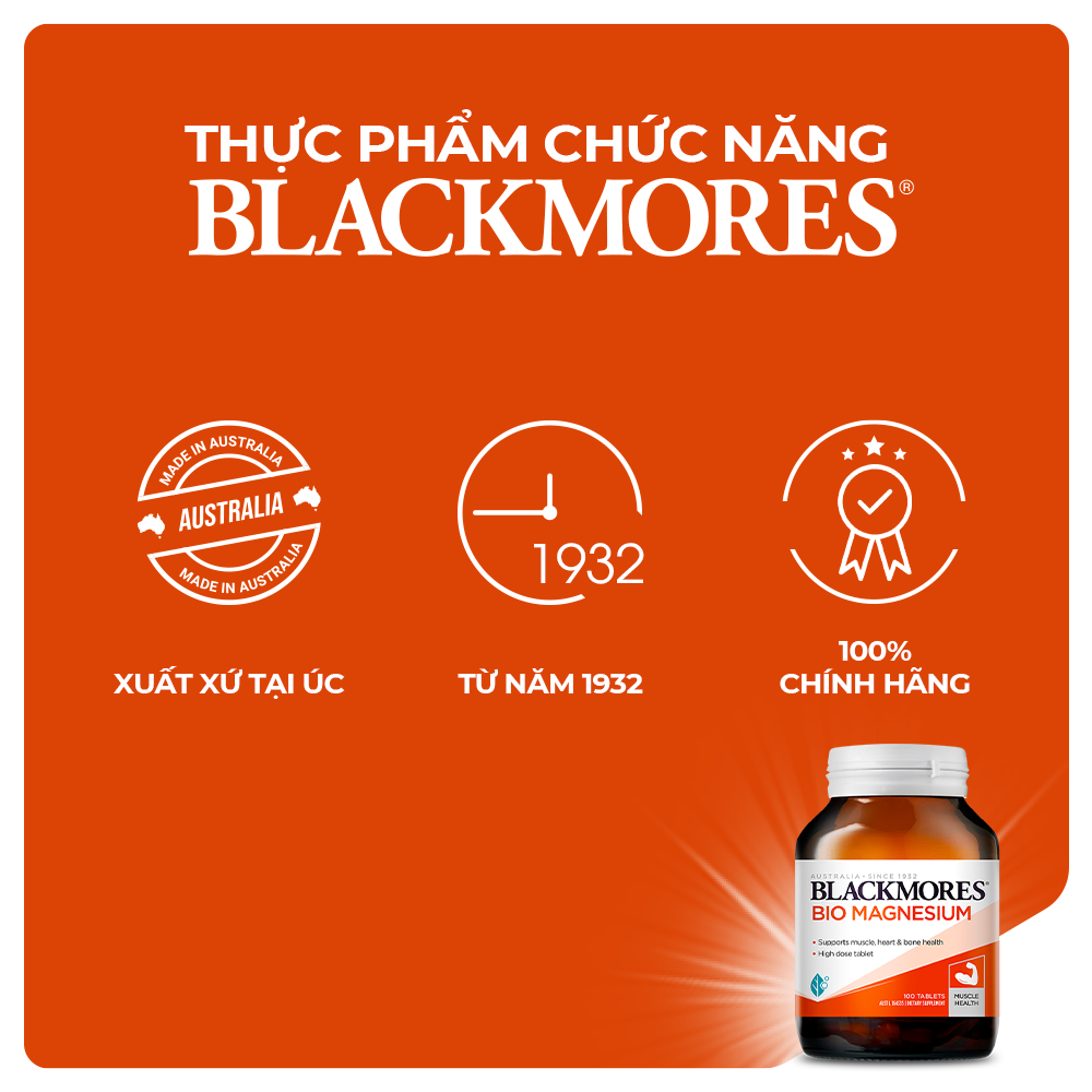 Viên Uống Bổ Sung Magie Hỗ Trợ Cơ Bắp Ngăn Ngừa Chuột Rút Blackmores Bio Magnesium Lọ 100 Viên