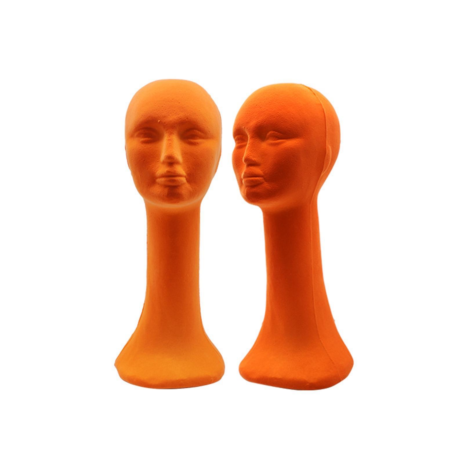 2Pcs Long Neck Foam Female Human Head Display Stand Mannequin