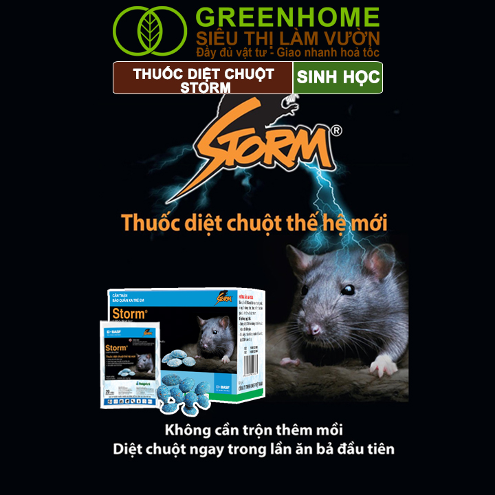 Thuốc Diệt Chuột Greenhome, Storm, Sinh Học Thế Hệ Mới, Tận Gốc, Cả Tổ, An Toàn Với Người, Vật Nuôi