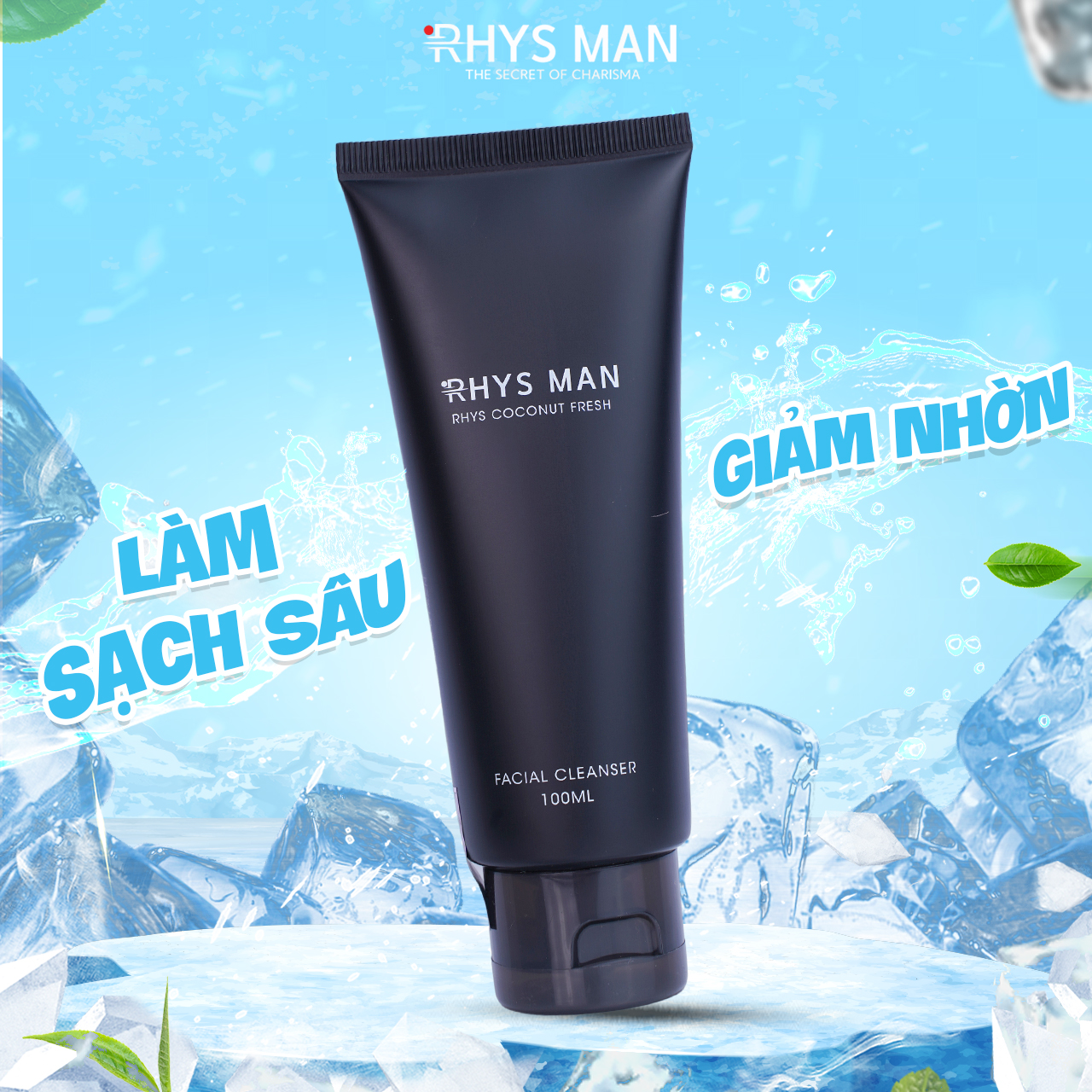 Sữa rửa mặt nam RHYS MAN hương dừa thơm mát Rhys Coconut Fresh 100ml- Hàng chính hãng