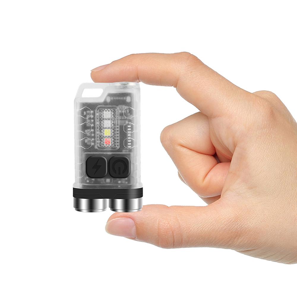 V3 Mini Flashlight LED Keychain Flashlight Rechargeable Pocket Light Waterproof with 5-Level Brightness 4-Color Light Source for Camping Hiking Emergency Use