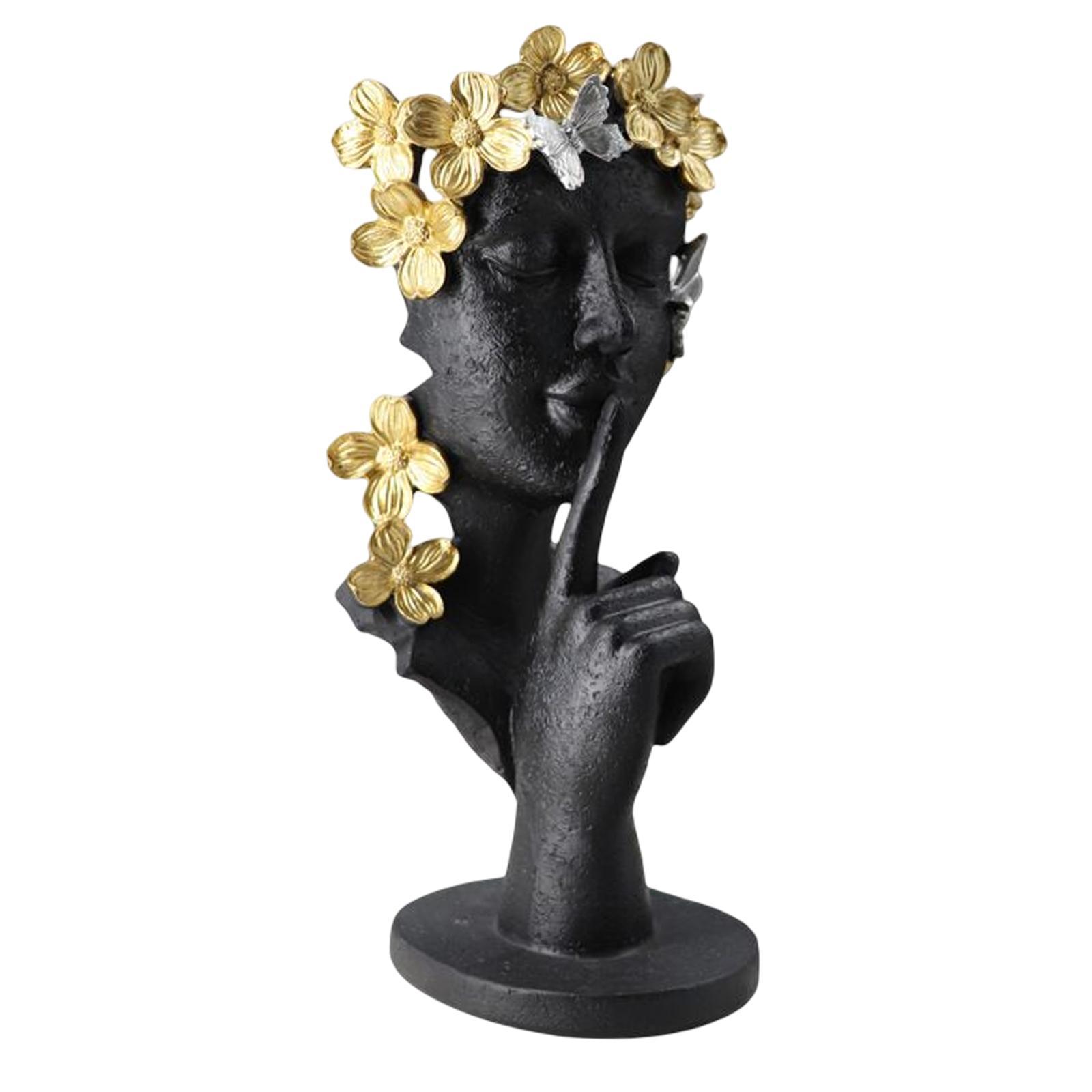 Thinker Statue Half Face Figurine Decoration for Home NightStand Bookshelf