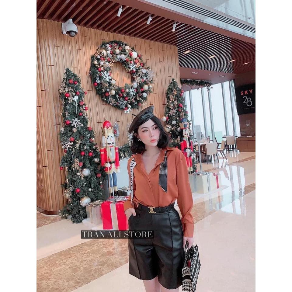 Áo Sơ Mi Lụa Kèm Nơ Sang Chảnh