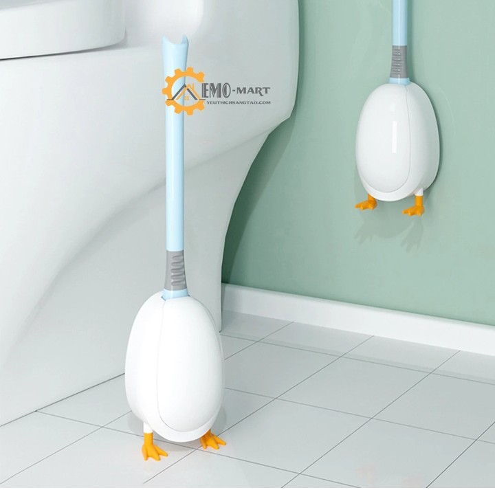 BỘ BÀN CHẢI  VỆ SINH TOILET HÌNH VỊT BẰNG Slinicon TIỆN DỤNG - CHÀ CỌ TOILET CÓ HỘP ĐỰNG