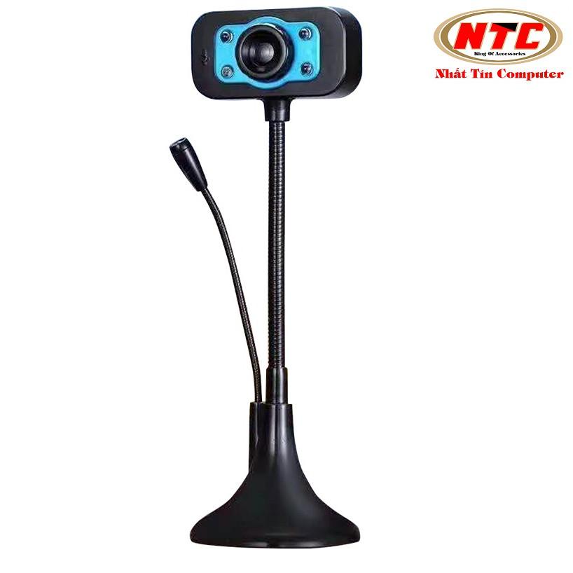 Webcam KM 720p HD hình ảnh và micro trên 1 đầu USB - tích hợp 4 đèn led trợ sáng (nhiều màu)