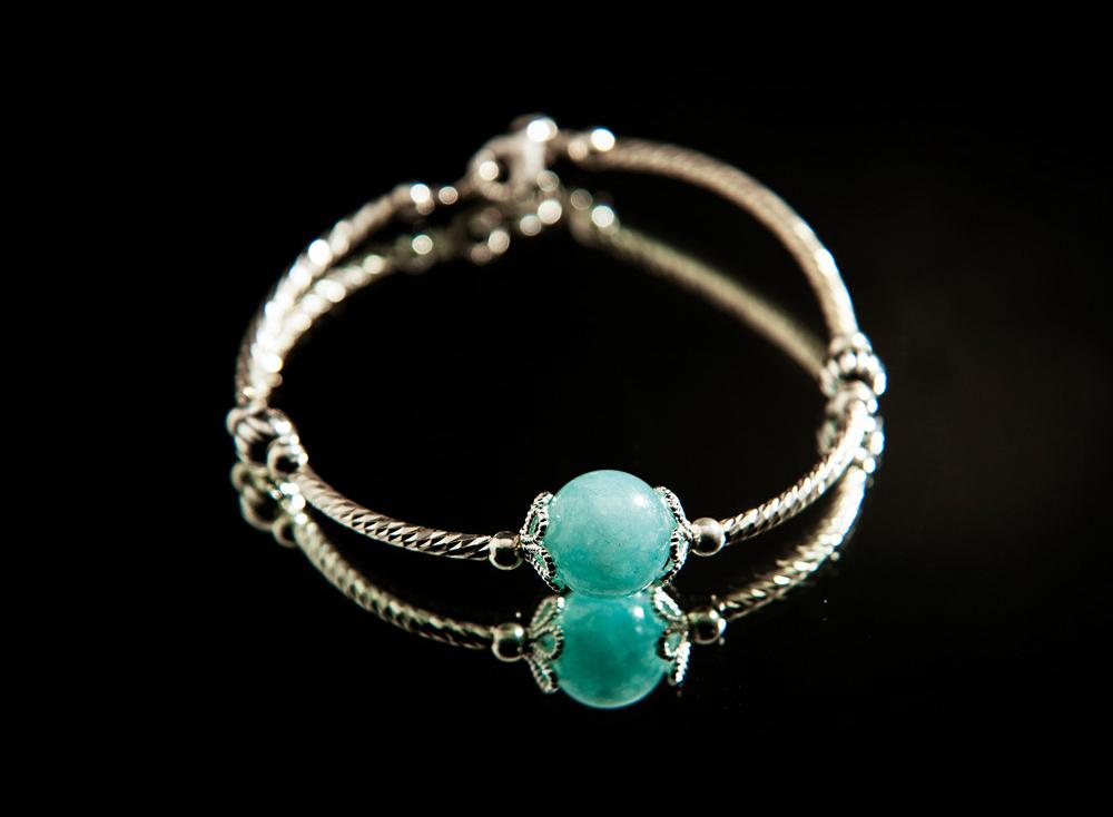 Vòng tay phong thủy đá Aquamarine mix bạc 925 VK010