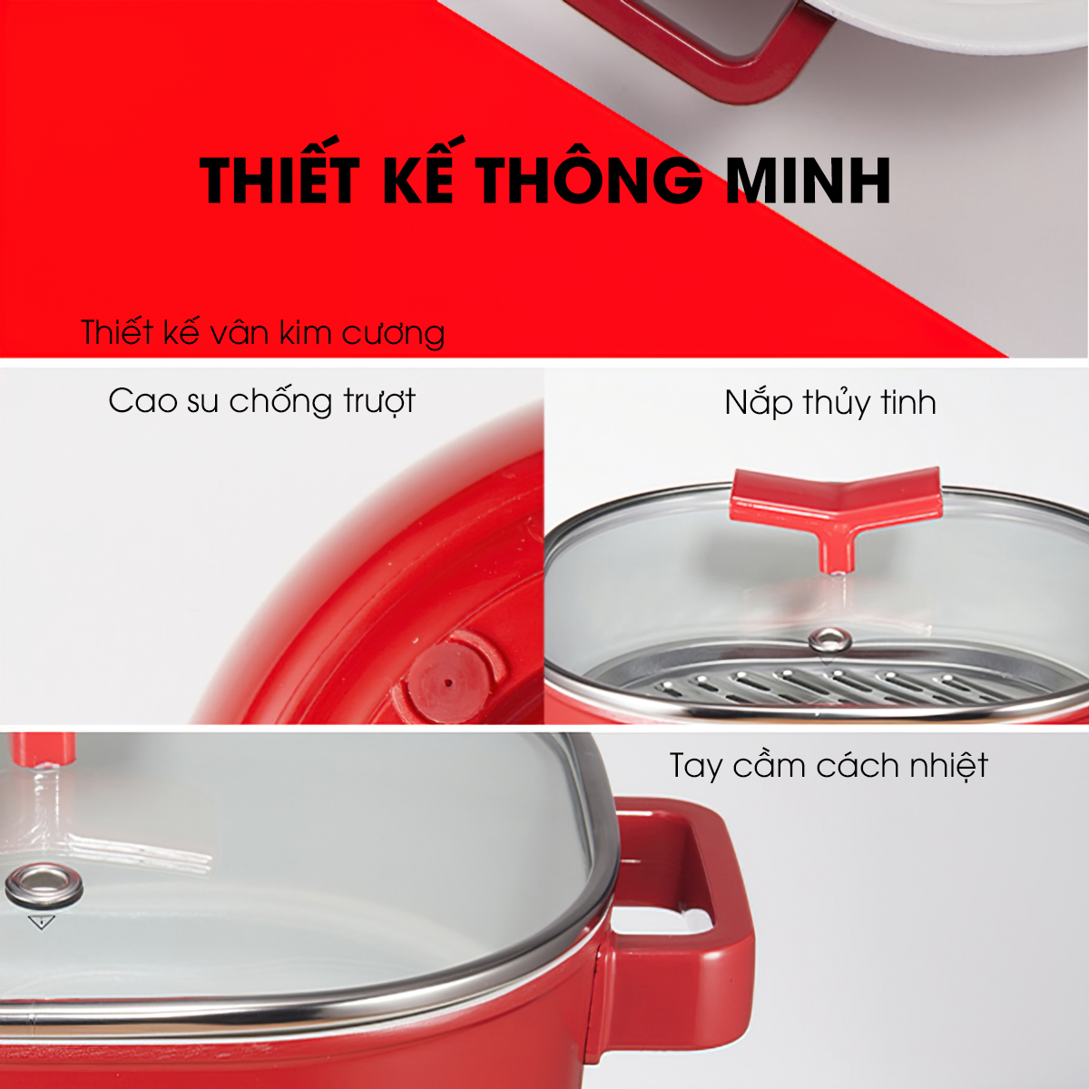 Nồi Điện Đa-zi-năng SAMONO SW-DG03 - Thiết Kế Tháo Rời - Điều Chỉnh 4 Mức Lửa - Kèm Theo Ngăn Hấp INOX304 - HÀNG CHÍNH HÃNG