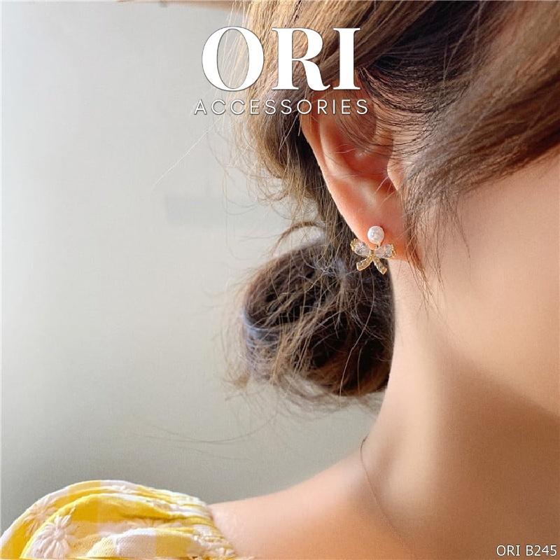 Bông tai dáng nhỏ Nơ đính đá Griselda siêu xinh ORI ACCESSORIES B245