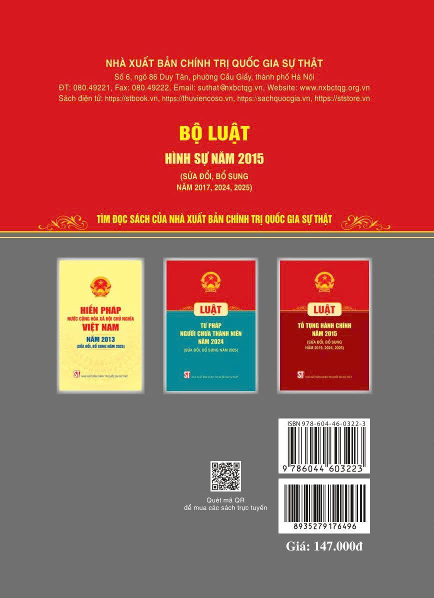 Bộ luật Hình sự năm 2015 (sửa đổi, bổ sung năm 2017, 2024, 2025)