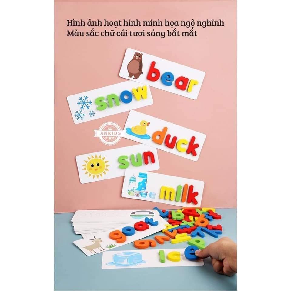 SPELLING GAME - BỘ THẺ HỌC GHÉP CHỮ CÁI TIẾNG ANH BẰNG GỖ