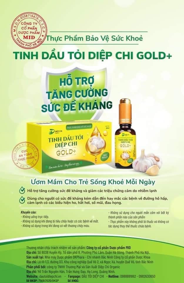 Tinh Dầu tỏi Diệp Chi Gold + Kháng sinh tự nhiên , hổ trợ ho, cảm, sổ mủi tặng sữa rửa mặt MAROSA LACO