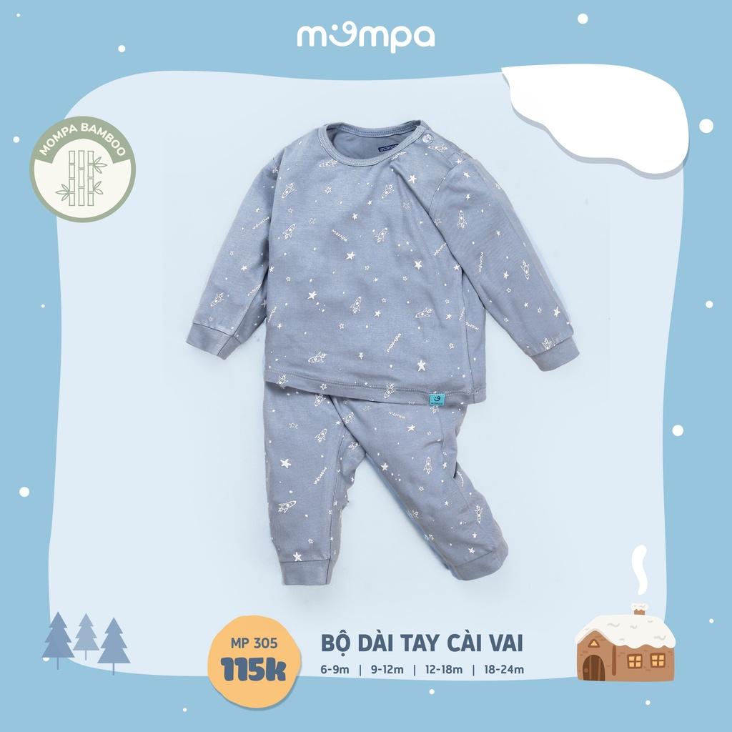 Bộ QA dài tay mompa cho bé cài vai tiện lợi từ 6-24m