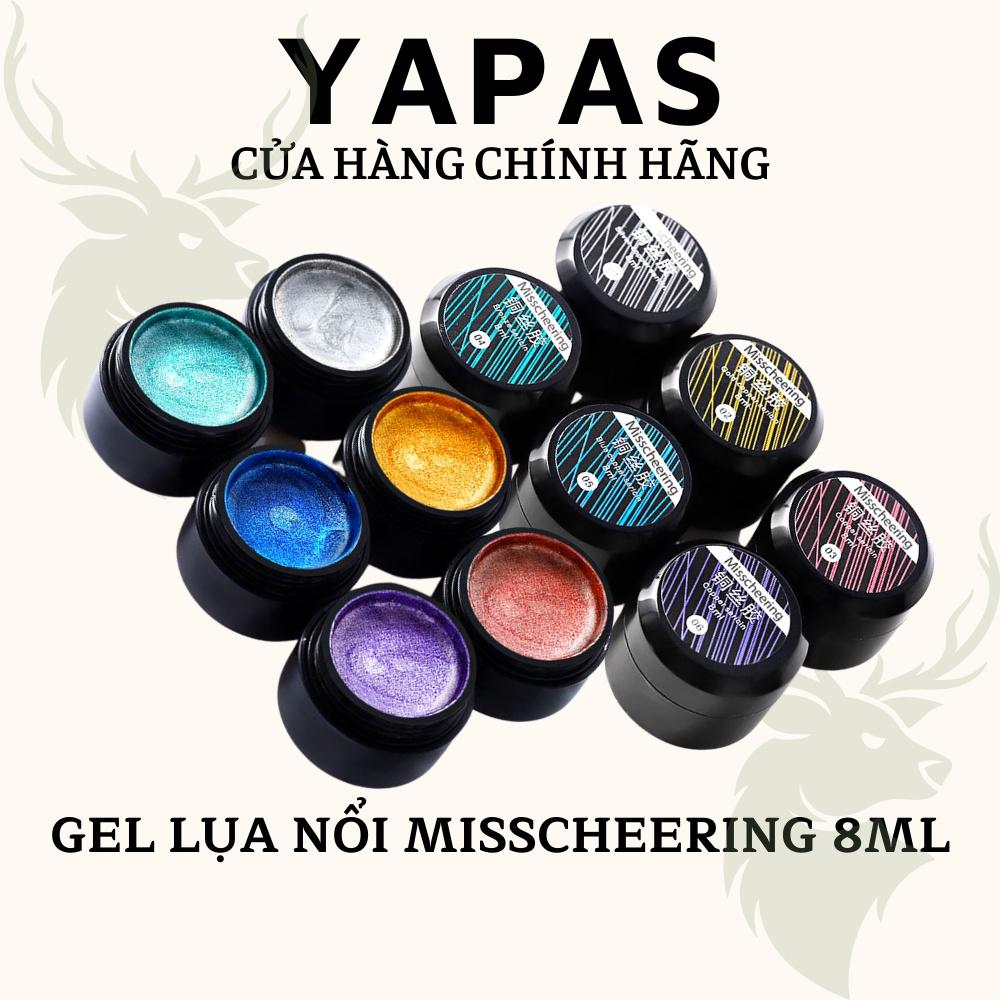 Gel vẽ nail lụa nổi Misscheering Yapas hũ 8ml, Gel vẽ dây mạng ánh nhũ trang trí móng tay