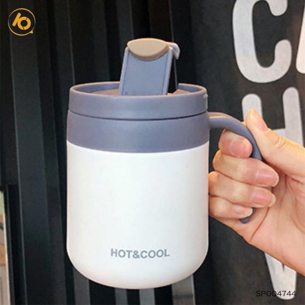 Ly giữ nhiệt inox HOT&COOL 350ml 2 lớp giữ nhiệt nóng lạnh có nắp đậy kín cao cấp