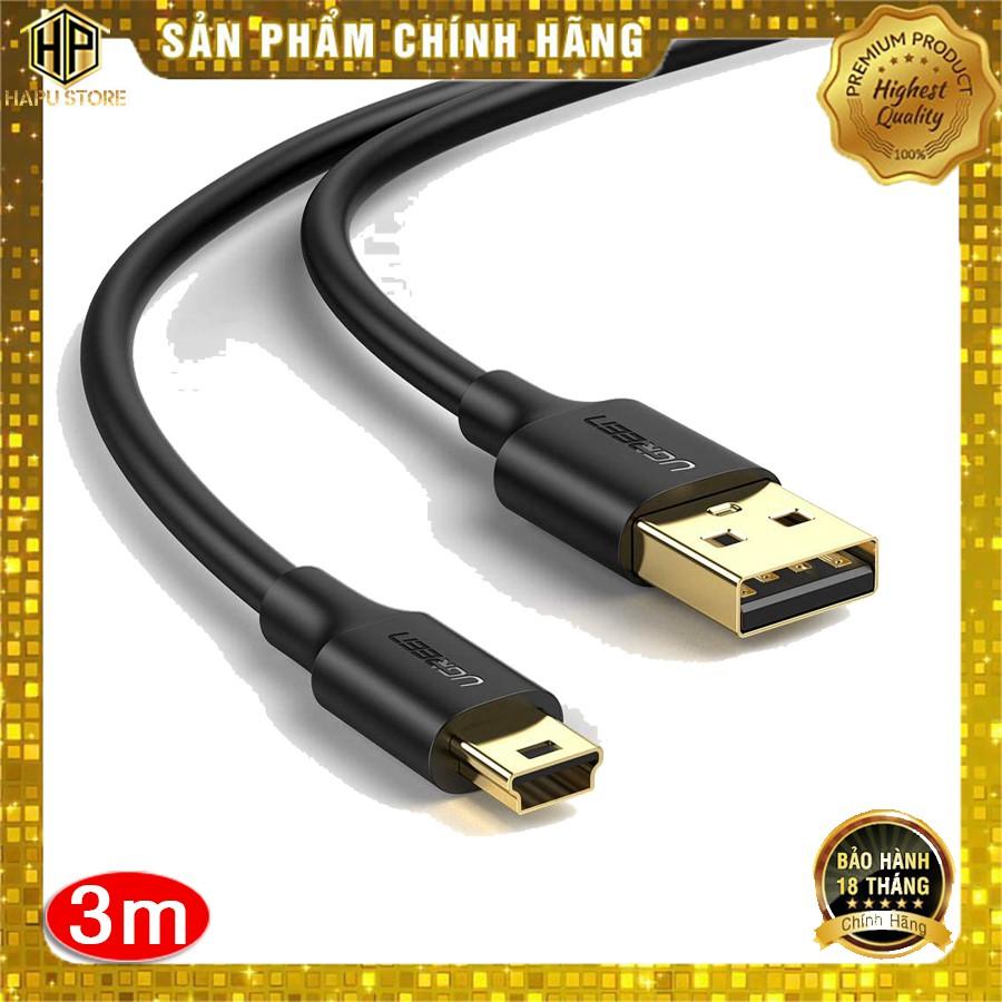 Cáp USB 2.0 to USB Mini Ugreen 10386 dài 3m mạ vàng chính hãng - Hàng Chính Hãng