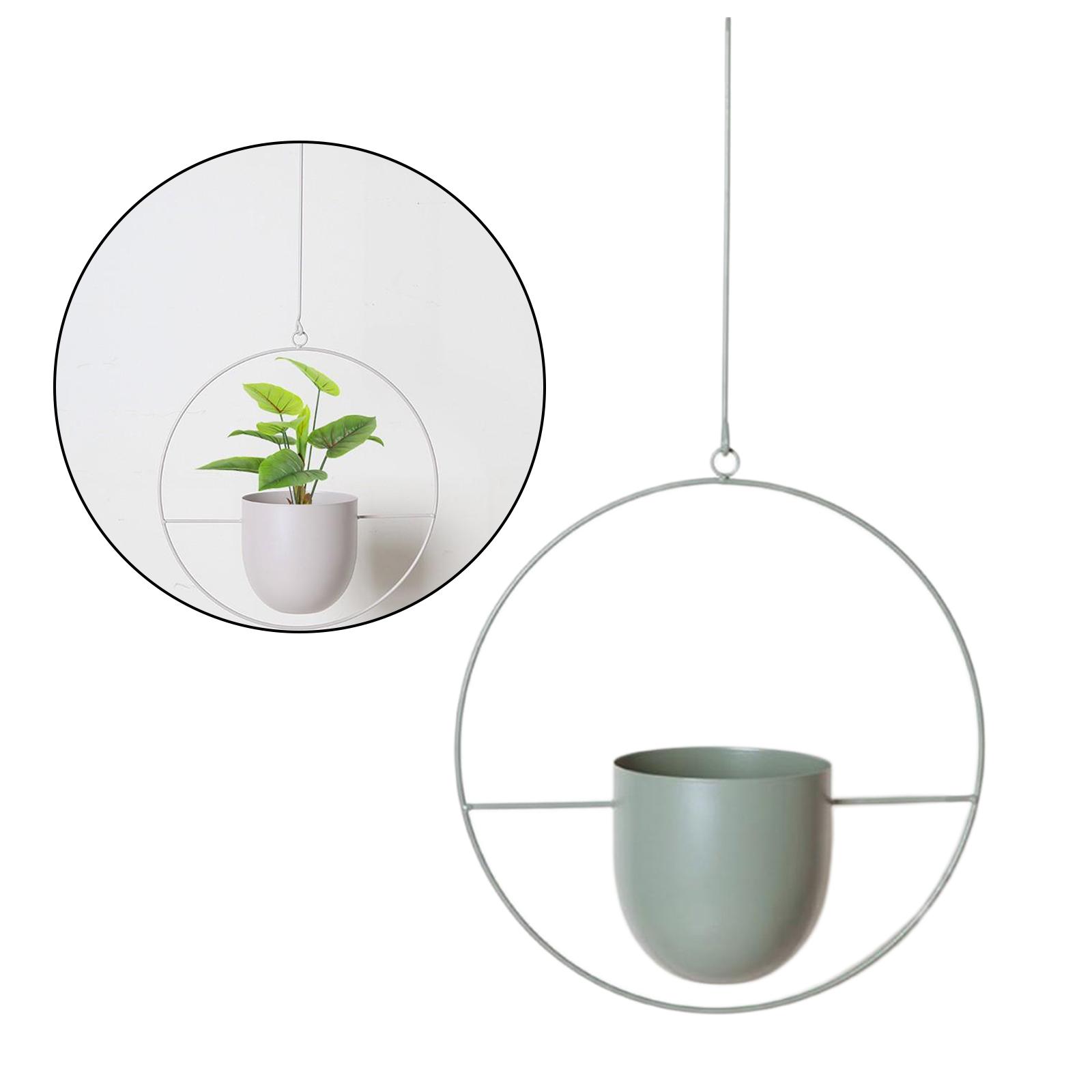 Metal Hanging Planter Pot Indoor Outdoor Flower Pot Plant Holder White Round