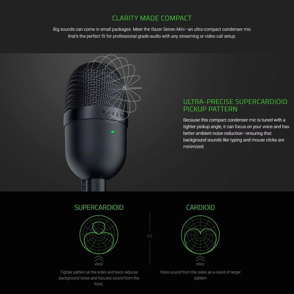 Micro Razer Seiren Mini Cổng USB Micrô Mini Microphone Hỗ Trợ Thu Âm/Live