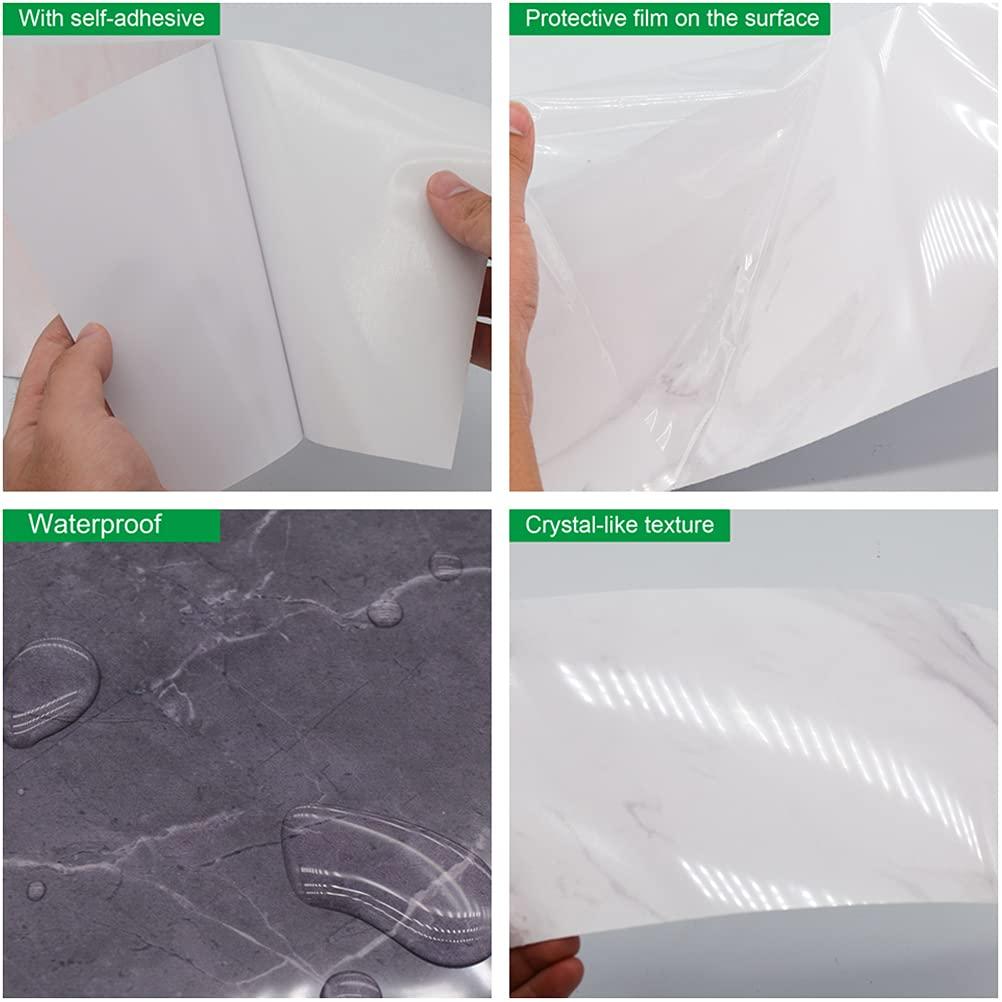 Keo dán trang trí gạch hình chữ nhật cho phòng tắm và nhà bếp, Keo dán trang trí chống thấm nước khảm hoa văn đá cẩm thạch 3D, 30x15cm