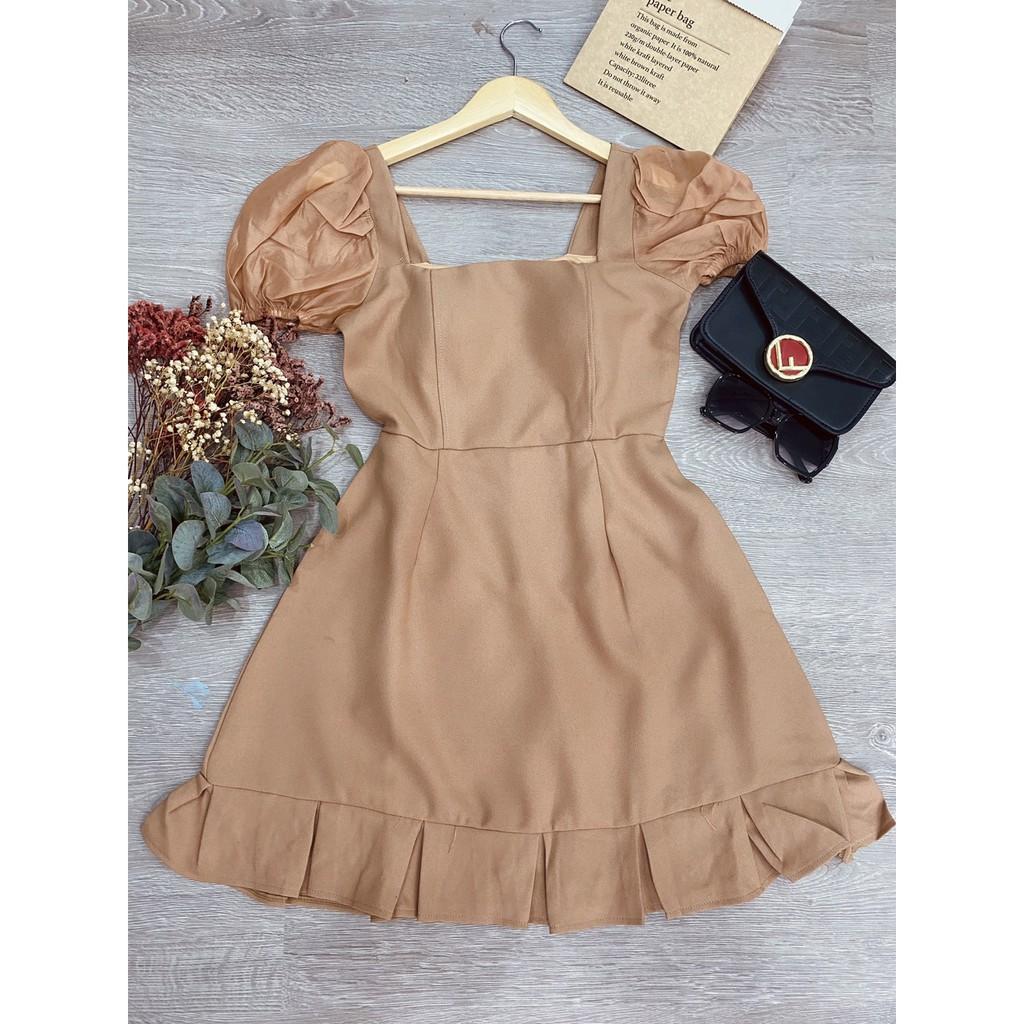 Đầm nude phối tay kiếngđi chơi đi tiệc đám cưới, du lịch sang chảnh cao cấp PVC