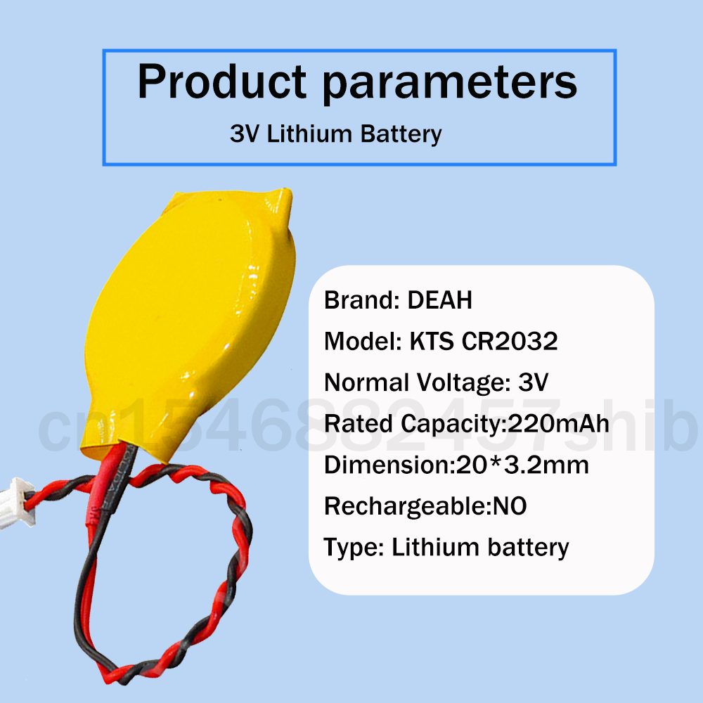 1-5 chiếc KTS CR2032 CR2032W Pin Lithium 3V 220mAh Có Đầu Cắm Cho BIOS COM Bo Mạch Chủ Máy Tính Laptop Máy CNC Tiền Tế Bào