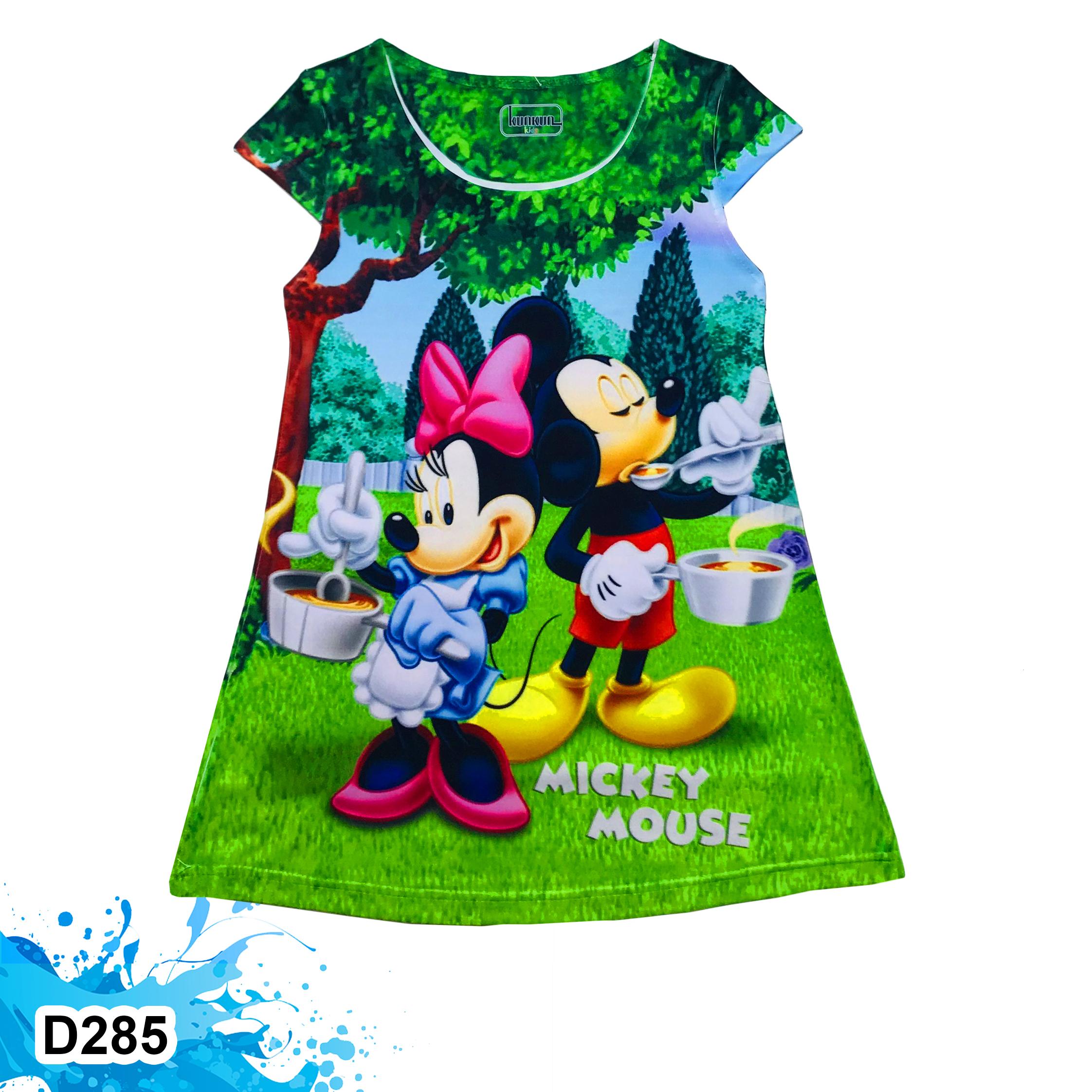 Đầm Thun In 3D cho bé gái hình Mickey Girl And Boy