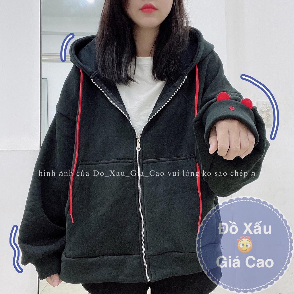 Áo khoác nữ hoodie tay bồng Chất vải nỉ bông.