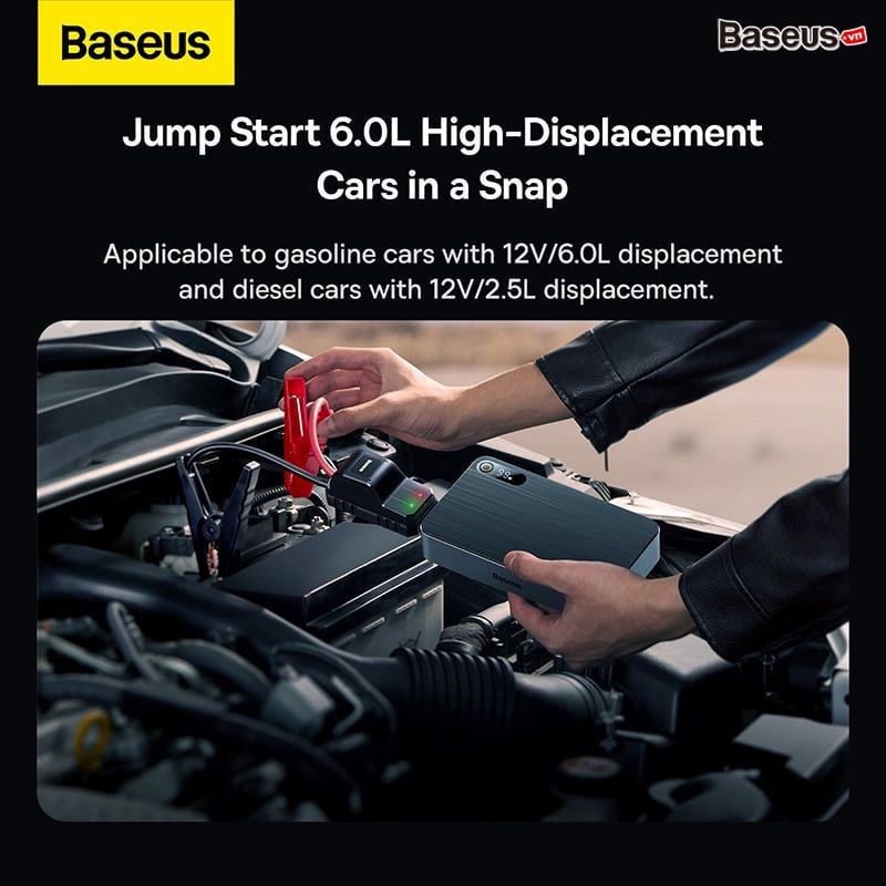 Bộ Kích Bình Cho Ô TÔ Baseus Super Energy Pro+ Car Jump Starter 1200A 12000mAh 12V For 2.5L-8.0L Auto Car C00245700111-00- Hàng chính hãng