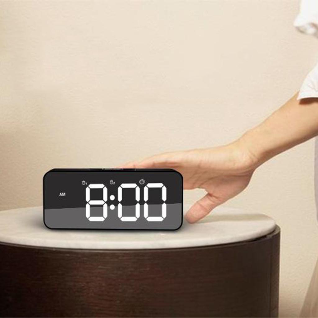 2pcs Digital Alarm Clock LED Display with Dual USB Charger Port Easy Snooze