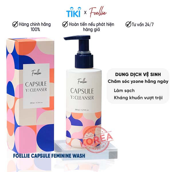 Dung Dịch Vệ Sinh Phụ Nữ FOELLIE Giúp Làm Sạch, Duy Trì Độ Ph Cho Vùng Chữ Y Capsule Feminine Wash 200ml