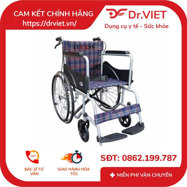 Xe lăn tay LUCASS X97-X97J-X97JB thắng tay phù hợp cho người già, người bệnh, người khuyết tật - X97J thắng, bánh căm