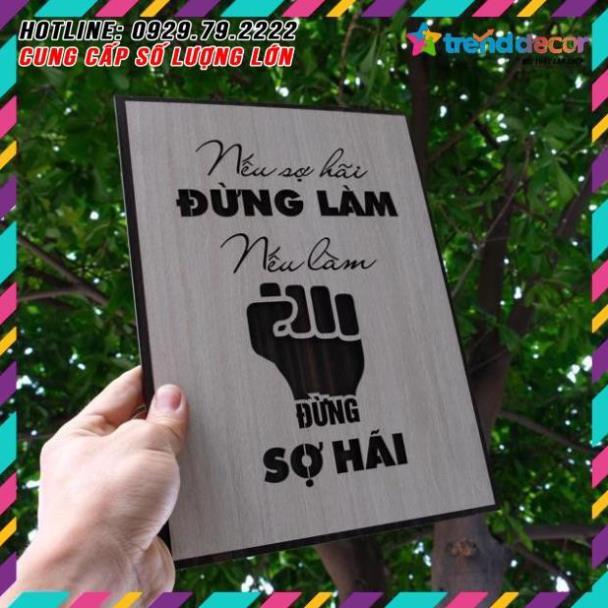 Tranh Slogan nội dung tạo động lực làm việc bằng Gỗ TBIG020