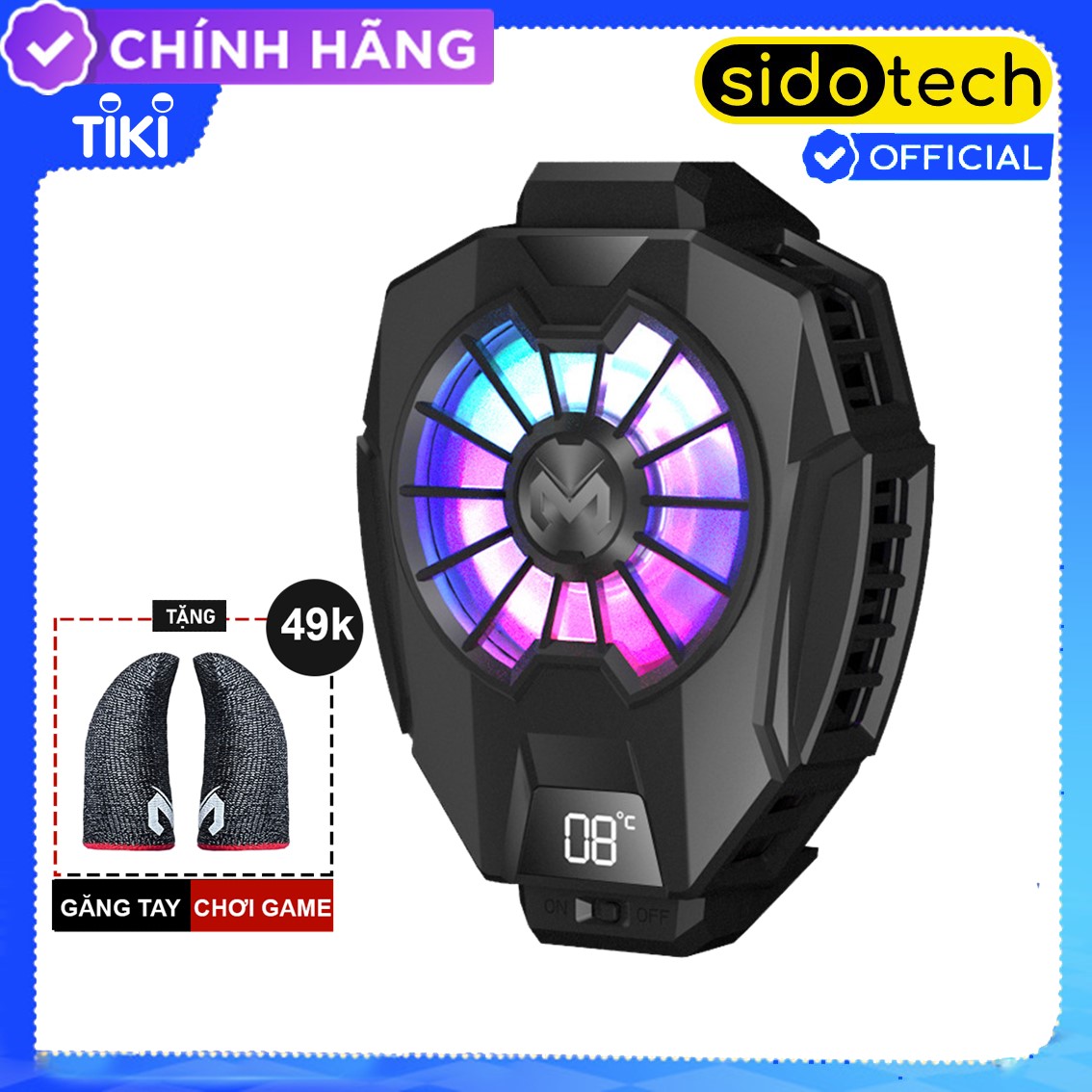 Quạt tản nhiệt điện thoại gaming sò lạnh SIDOTECH DL05-Pro Verison 5 màn hình LED hiển thị pin làm mát điện thoại giảm nhiệt độ khi chơi game Pubg FF Liên Quân Mobile Tốc Chiến Mobile - Hàng chính hãng