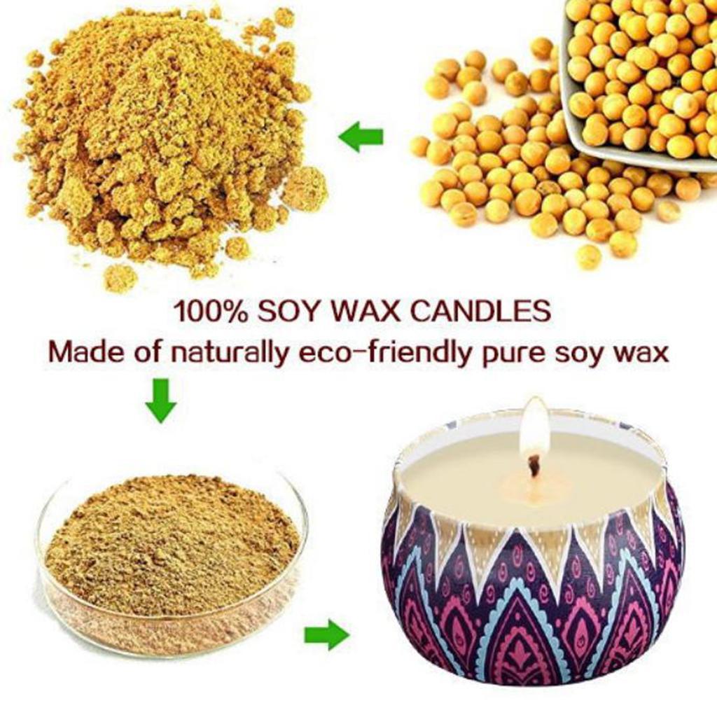 4 Pieces National Style Scented Candle Natural Soy Wax Portable Tin Candle