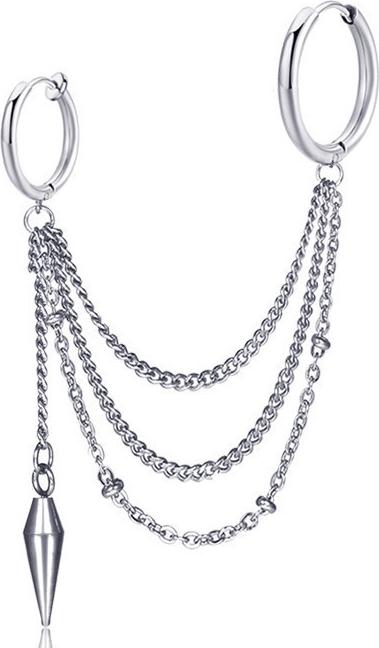 Bông tai khuyên tai idol chuỗi sợi mắt xích mix mũi nhọn style Unisex Hàn Quốc