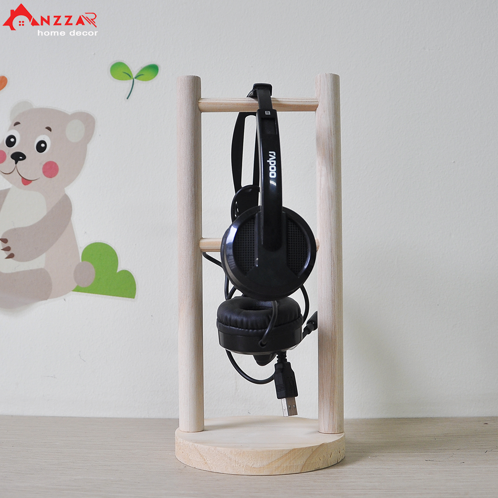 Giá treo tai nghe chụp tai, headphone chất liệu gỗ thông tự nhiên cao cấp Anzzar TN-02