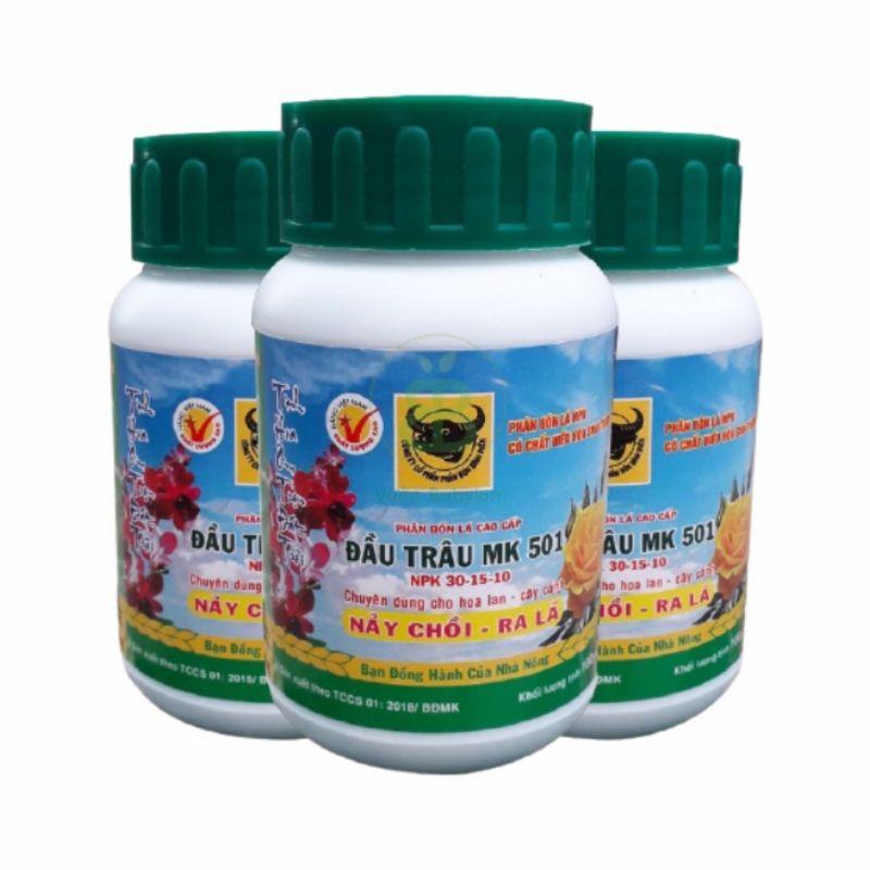 Phân bón lá Đầu trâu 501. Hũ 100g. Nảy chồi, ra lá, mập thân Rau màu, hoa cây cảnh