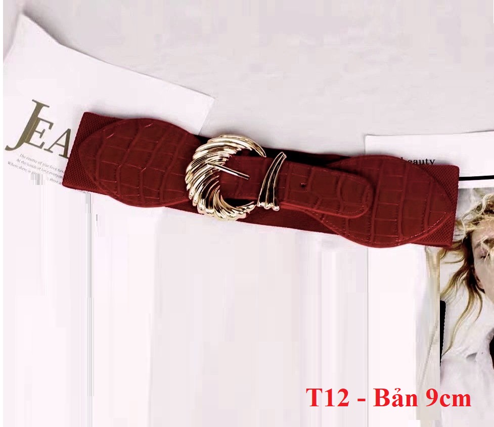 Đai váy Belt bản to mặt đồng đúc T12 Bản 9cm