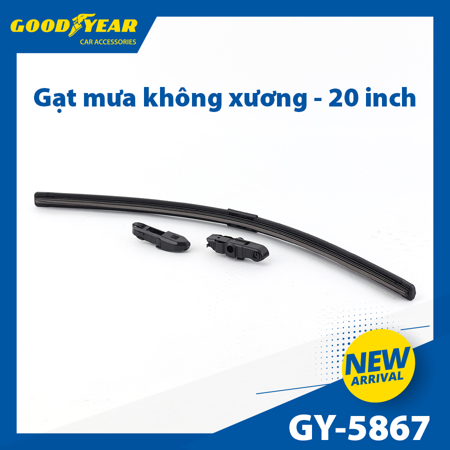 Gạt Mưa Không Xương GOODYEAR GY-5867 (20 Inch/500 mm) Chân Cài Đa Năng Lắp Được Nhiều Dòng Xe Đặc Biệt - Nhập Khẩu Chính Hãng